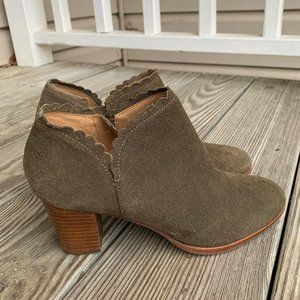 Jack Rogers Olive Green Suede Ankle Booties